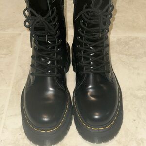 Dr. Martens Black Combat Boots with Yellow Stitching
